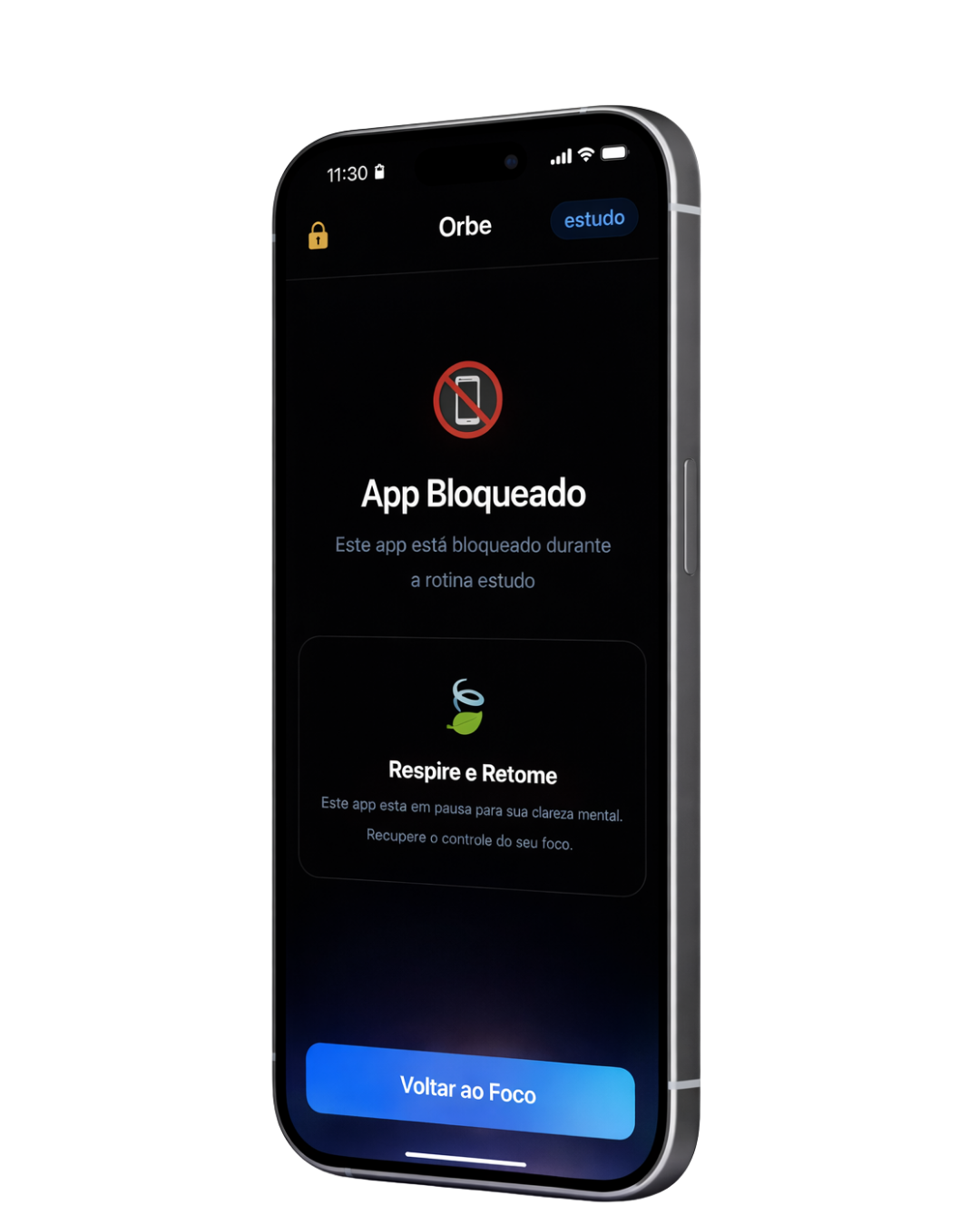 Tela de bloqueio do Orbe